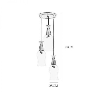 چراغ آویز چشمه نور 3 شعله کد 1264.3H (قهوه ای)