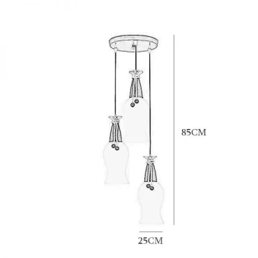 چراغ آویز چشمه نور 3 شعله کد 1264.3H (قهوه ای)