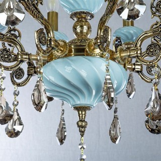 لوستر 6 شعله چشمه نور کد C3328.6-B-BO (آبی)