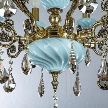 لوستر 6 شعله چشمه نور کد C3328.6-B-BO (آبی)