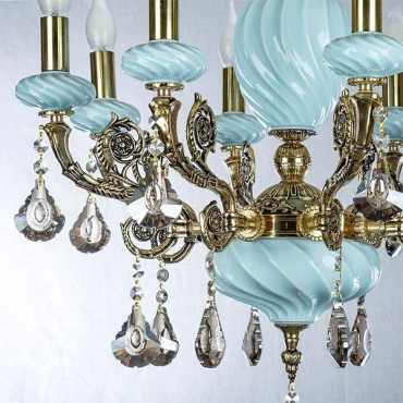 لوستر 6 شعله چشمه نور کد C3328.6-B-BO (آبی)