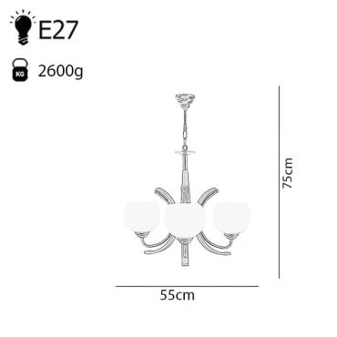 لوستر چوبی استیل 3 شعله کد 858