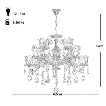 لوستر 12 شعله چشمه نور کد C2143/4+8-BO برنز