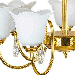 لوستر استیل چشمه نور 7 شعله کد 856 (کریستال دار)