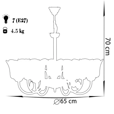 لوستر استیل چشمه نور 7 شعله کد 856 (کریستال دار)