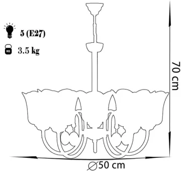 لوستر چشمه نور 5 شعله کد A856/5G-O طلایی (کریستال دار)