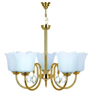 لوستر چشمه نور 5 شعله کد A856/5G-O طلایی (کریستال دار)