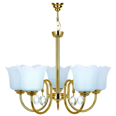 لوستر چشمه نور 5 شعله کد A856/5G-O طلایی (کریستال دار)