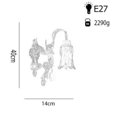 چراغ دیواری چشمه نور کد c2135/1w-A آنتیک