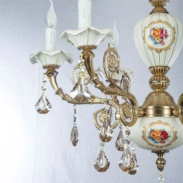 لوستر 6 شعله چشمه نور کد C3324/6-WT-AO آنتیک