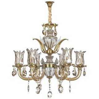 لوستر 9 شعله چشمه نور کد C3330/6+3-AO دودی