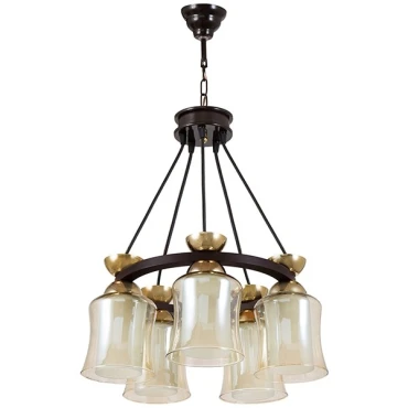 لوستر پنج شعله چشمه نور کد G643/5-GBR قهوه ای