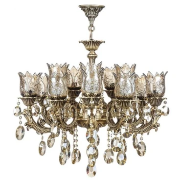 لوستر دایکاست 18 شعله چشمه نور مدل M3410/6-12-A زیتونی