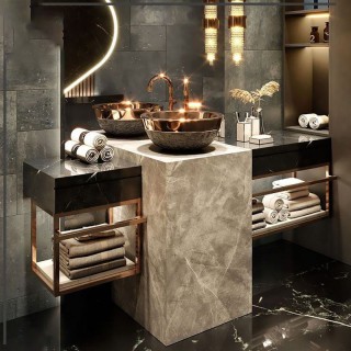 روشویی سرامیکی مدل باکس طوسی