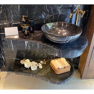 روشویی سنگی مدرن طرح گیتاری مشکی راست