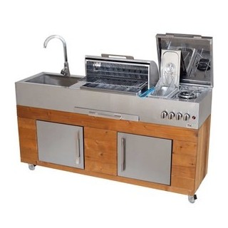 باربیکیو گازی استیل آیلند ( جزیره ای ) طرح خطی با نمای ترموود