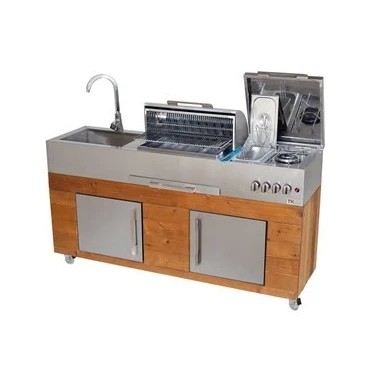 باربیکیو گازی استیل آیلند ( جزیره ای ) طرح خطی با نمای ترموود