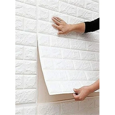 برچسب های دیواری سه بعدی فوم پلی اتیلن 70x77 سانتی متر کاغذ دیواری دکور خانه ایمن، سفید