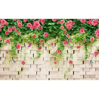 پوستر دیواری گل صورتی بر روی دیوار کرم 13011