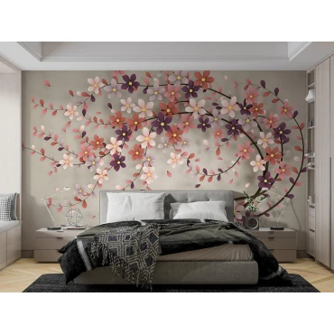 کاغذ دیواری سه بعدی درخت فانتزی