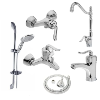 پک شیرآلات مدل قاصدک سفید کروم مجموعه 6عددی