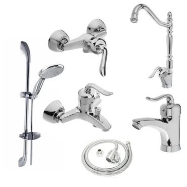 پک شیرآلات مدل قاصدک سفید کروم مجموعه 6عددی