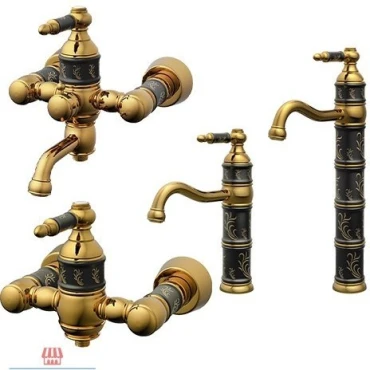 ست شیرآلات کسری مدل توکیو مشکی طلایی