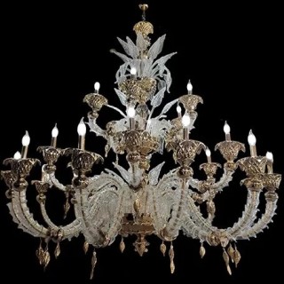 لوستر کریستال مورانو زنبق طلا 24 شاخه کد H1032