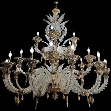 لوستر کریستال مورانو زنبق طلا 24 شاخه کد H1032