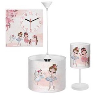 لوستر کودک به همراه آباژور و ساعت دیواری Mommy طرح قو و بالرین کد GR-P-2160