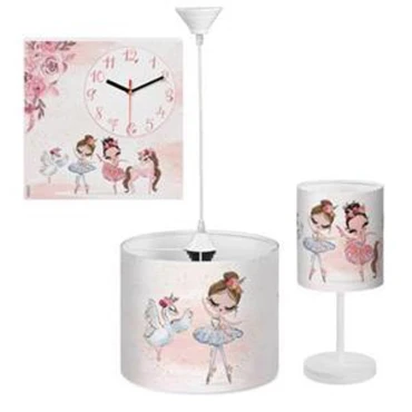 لوستر کودک به همراه آباژور و ساعت دیواری Mommy طرح قو و بالرین کد GR-P-2160