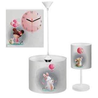 لوستر کودک به همراه آباژور و ساعت دیواری Mommy طرح دختر بادکنکی کد GR-G-2171