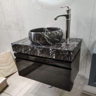 روشویی سنگی مشکی مدل 4570 با کابینت
