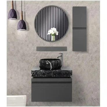 روشویی کابینتی دیواری پترا طوسی مات سایز 80