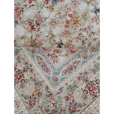 فرش ۱۲۰۰ شانه طرح بهشت نقره ای گل برجسته