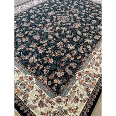 طرح افشان سی گل سرمه ای فرش 700 شانه تراکم 2550 ساده هشت رنگ