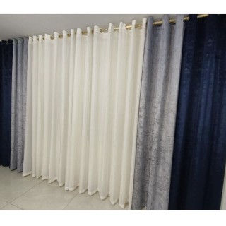 پرده آماده پانچ مخمل شانل طوسی پنل دوعددی