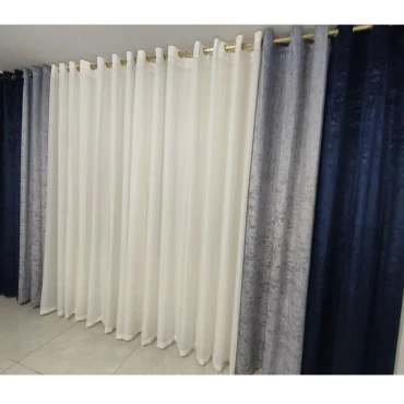 پرده آماده پانچ مخمل شانل طوسی پنل دوعددی