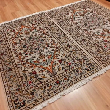 جفت فرش دستبافت کاشان_ابعاد:150*100