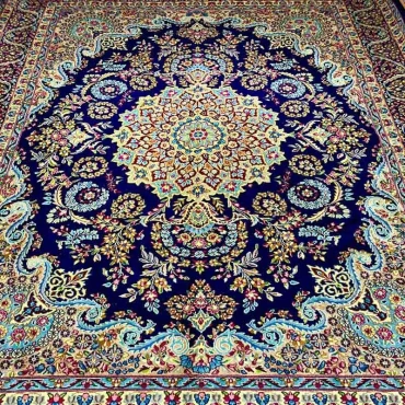 فرش دستباف ۱۲ متری کرمان سرمه ای دستبافت