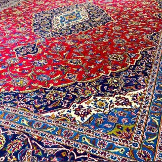 فرش دستباف ۱۲ متری کاشان لاکی قطبی دستبافت