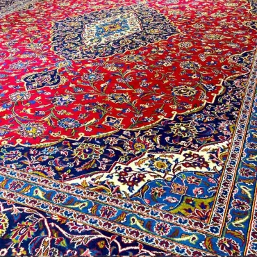 فرش دستباف ۱۲ متری کاشان لاکی قطبی دستبافت