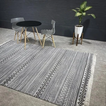 فرش مدرن کد h-m41122 مراکشی نقره ای