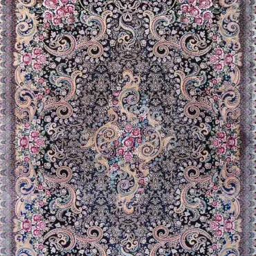 فرش ماشینی کلاسیک مشکی کد 066