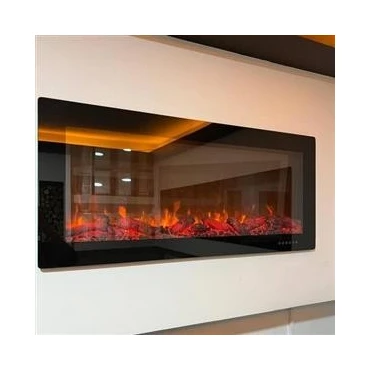 شومینه برقی پانوراموکس سه طرفه با فن و هیتر ، هفترنگ دارای کنترل و تاچ صفحه و صدای اتش