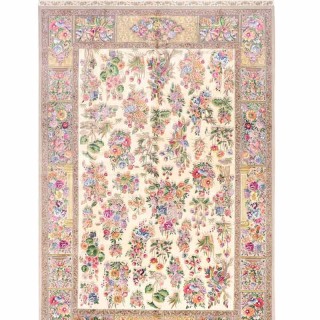 فرش ماشینی کلاسیک کرم کد 112