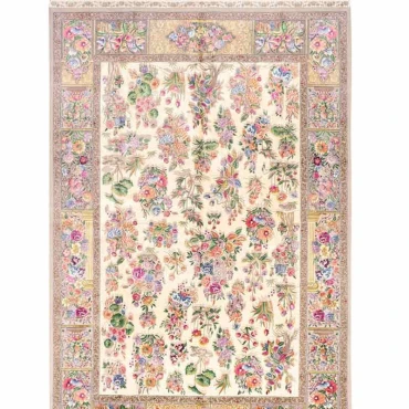 فرش ماشینی کلاسیک کرم کد 112