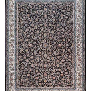 فرش کاشان 1200 شانه طرح افشان نیلوفر برجسته