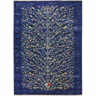 فرش ماشینی مرینوس طرح شکوفه کد 1.00018 زمینه آبی