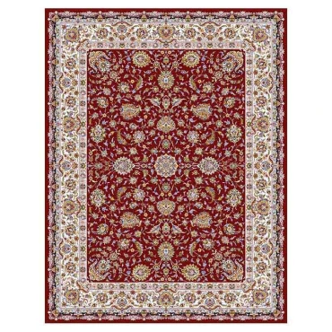 فرش ماشینی مه ترنج طرح افشان شاه عباسی زمینه لاکی ۱۰۰۰ شانه